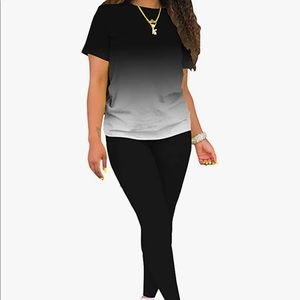 NWT AOZZO (Teal) Women 2 Piece Outfit Casual T-shirt Sweatpant Tracksuits Set